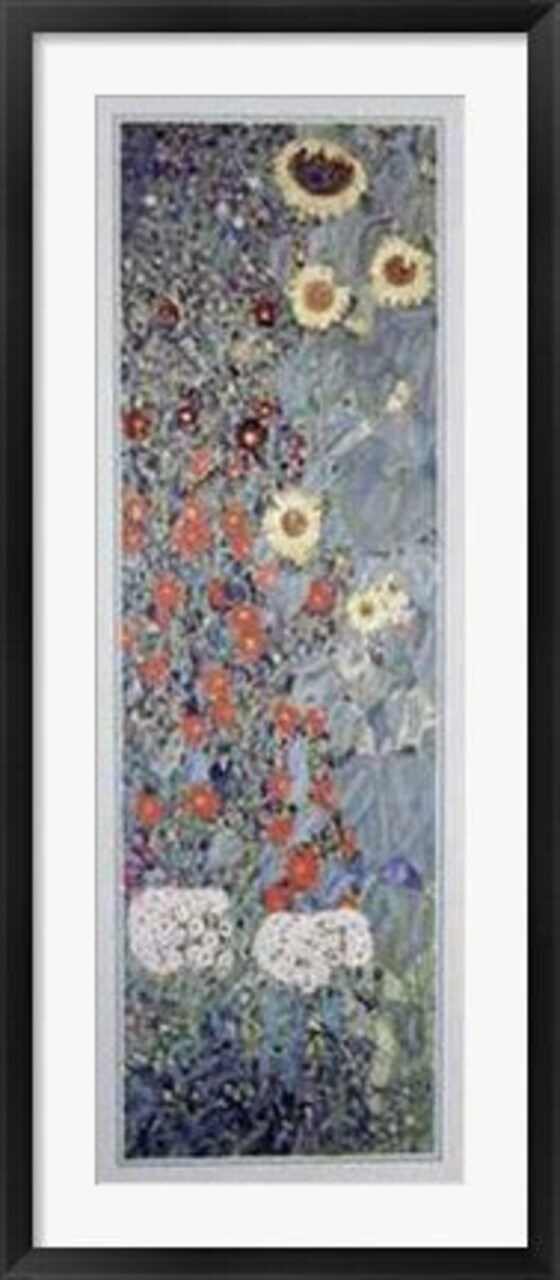 Framed Art Gustav Klimt Garden of Sunflowers - Large 39.375 x 13 Floral